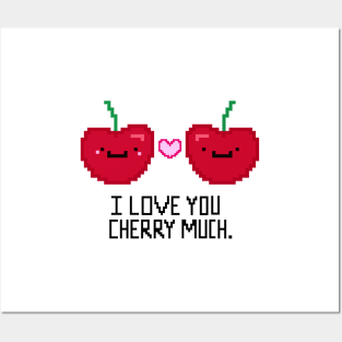 Pixelated Cherry Love Posters and Art